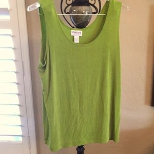 Chico’s tank top, celery green